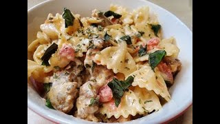 Bow Tie Pasta With Italian Sausage Recipe  Episode 265 [upl. by Sacrod340]