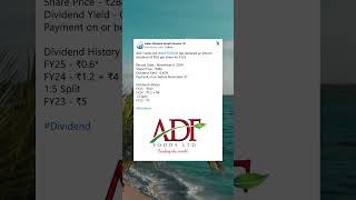 ADF Foods Ltd has declared an Interim Dividend for FY25 StockMarket Dividend Stocks [upl. by Noterb954]