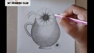 Flower Vase Drawing and Shading for Beginners Step by StepPencil Drawing and Shading [upl. by Diego]