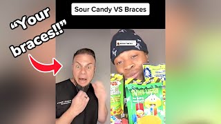 EXTREME Sour Candy VS Braces shorts [upl. by O'Gowan]