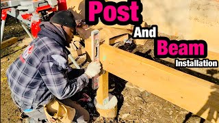 Deck Post And Frame Beam Installation DIY PT 2 [upl. by Yelahs]