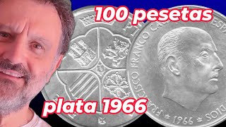 100 pesetas España estado español Franco 1966 plata [upl. by Drarreg]