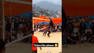 Rabin chand powerful spike😱🏐💪gandakiprovince nepalvolleyball volleyball nawalpurmusurytshort [upl. by Anair]