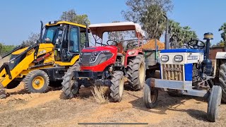 JCB 3dx Machine Working Mud Loading with Mahindra and Swaraj Tractor  JCB Tractor Video [upl. by Cutlip234]