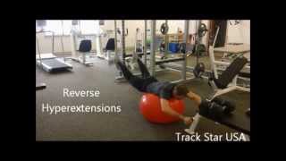 Reverse Hyperextensions with Physio Ball  Track Star USA [upl. by Afihtan]