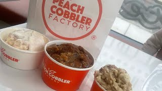 TRYING PEACH COBBLER FACTORY FOR THE 1st TIME [upl. by Cung94]