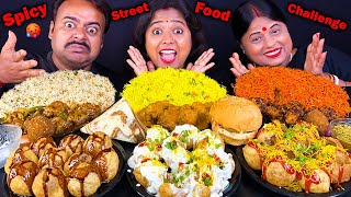 Spicy Street Food Eating Challenge Chowmin amp Manchurian Fried Rice amp Chicken Panipuri Dahipuri [upl. by Gem]