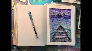 Landscape Art  Multicolor Ballpoint Pen  18102024 [upl. by Zelig]