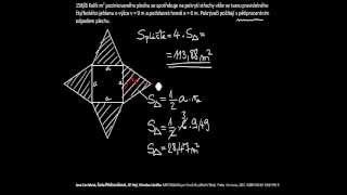 Povrchy a objemy těles  pravidelný čtyřboký jehlan [upl. by Natelson]