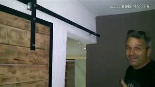 TRILHO CASEIRO PORTA DE CORRER PORTA CELEIRO PALLETS DIY Sliding Barn Door [upl. by Myles256]