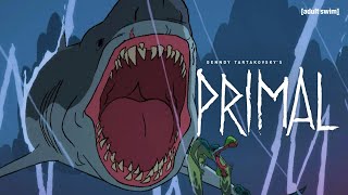 Megalodon Attack  Genndy Tartakovskys Primal  adult swim [upl. by Eenitsed473]