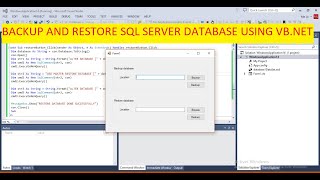 Backup and Restore SQL Server database using VBNET [upl. by Ydnac]