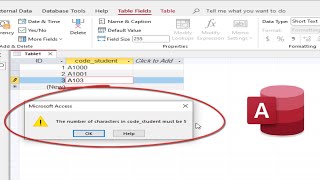 How to restrict the number of characters in Table Microsoft Access database Using Validation [upl. by Tihom870]