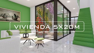 VIVIENDA DE 5X20  cochera 2 Dormitorios patio interior [upl. by Kcirre542]