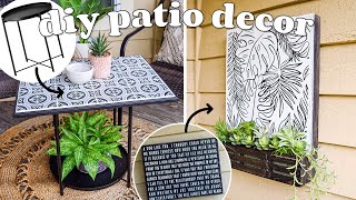 I made a custom table and decor for my patio ☀️ DIY IKEA tile table hack  planter wall decor [upl. by Assirrem]