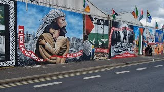 Belfasts International Wall becomes the Palestinian Wall [upl. by Happ]