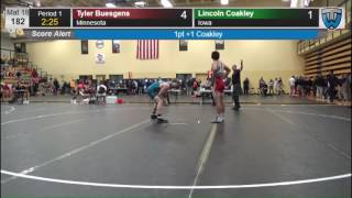 1319 Junior Men 182 Tyler Buesgens Minnesota vs Lincoln Coakley Iowa 7863312104 [upl. by Ianahs]