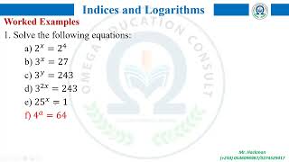 INDICES AND LOGARITHMS Lesson 2 Exponential equations [upl. by Wini]