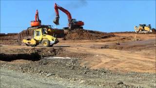 massive excavation with  excavators  dozers and dumptrucks [upl. by Nerrej]