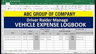 How To Make vehicle log book Record Maintain Sheet in excel [upl. by Ruiz858]