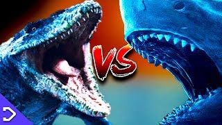 Megalodon VS Mosasaurus 3D ANIMATED FIGHT [upl. by Ecnesse]