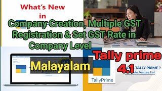 Tally Prime 41 Malayalam  Company Creationamp Set GST Rate In Company Level [upl. by Kirre596]