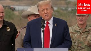 BREAKING NEWS Trump Labels Border Crisis Biden Invasion At Press Briefing In Eagle Pass Texas [upl. by Naillimxam]