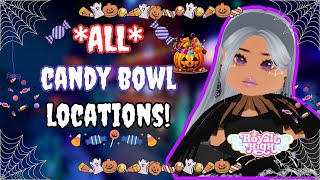 ALL CANDY BOWL LOCATIONS IN THE NEW ROYALE HIGH ROYALOWEEN CAMPUS [upl. by Atinnor]