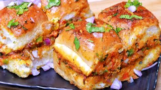 Masala Pav  Mumbai famous Street  Fast Food Recipe Bhaji stuffed Pav Recipe [upl. by Dnalon]