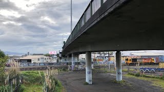 DL 9515 with Train 327 passing under Massey hall bridge Hamilton NIMT [upl. by Adnilahs]