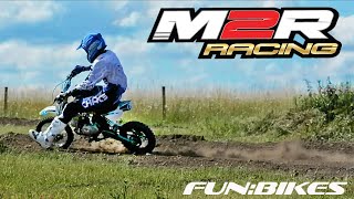 110cc Pit Bike hard ridden by Pro MX Rider  M2R KX110F  FunBikes [upl. by Johna]