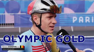 REMCO EVENEPOEL INTERVIEW AT THE FINISH  GOLD MEDAL  OLYMPIC GAMES 2024 [upl. by Furie251]