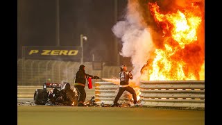 ¡Así fue la locura del GP de Bahrein de F1 y el accidente de Romain Grosjean [upl. by Sanchez]