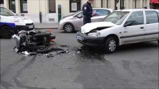 Crash SCOOTer vs PEUGEOT IBIZA RUE DU LOUVRE [upl. by Zehcnas331]