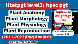 plant physiologymorphologyAnatomyreproduction PART1 Pyq Analysis htetpgt hpscpgt [upl. by Acitel]