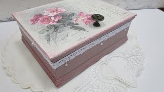 Decoupage tutorial for beginners DIY How to decoupage a box Serviettentechnik [upl. by Etnahsa823]