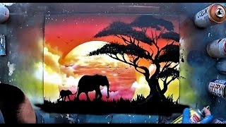 African sunset  Spray paint ART by Skech [upl. by Lyndsay638]