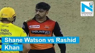 IPL 2019 Rashid Khan vs Shane Watson stare down contest [upl. by Artsa]