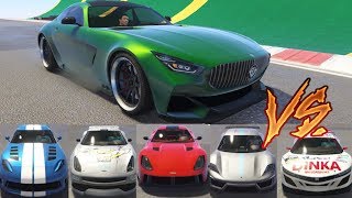 GTA 5  Top Speed Drag Race Benefactor Schlagen GT vs Pariah Itali GTO Elegy Neon Massacro [upl. by Iknarf968]