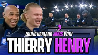 Erling Haaland jokes with Thierry Henry and talks making Champions League history  UCL on CBS [upl. by Madalyn]