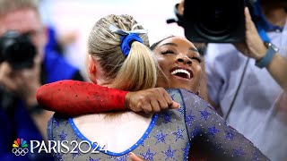 Simone Biles Jade Carey fulfill their medal goals in vault at the Paris Olympics  NBC Sports [upl. by Ainessej72]