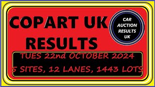 COPART UK AUCTION RESULTS FOR TUES 221024 [upl. by Sokil]