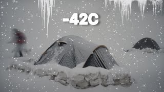 Extreme Cold Winter Camping in Alaska 42C Solo Hot Tent Winter Camping in Snow Storm ASMR [upl. by Sage]