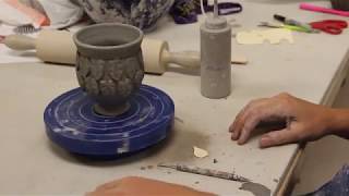 Incising and Applique Design on pottery [upl. by Dloreh]