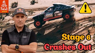 Dakar legend Stephane Peterhansel Crashes Out in Stage 6 2023 Dakar Rally [upl. by Ahsinehs511]