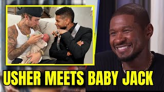 Usher Meets Justin and Hailey Biebers Son Tells Them to Enjoy These Moments Very Happy for Him [upl. by Aneleairam696]