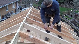 DIY Garden Shed Greenhouse Part 8 Building Roof Rafters [upl. by Fidelio]