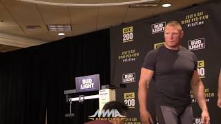 UFC 200 WeighIns Brock Lesnar Walks Off After Making Weight [upl. by Ednarb]