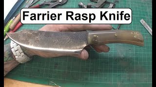 Making a Farrier Rasp Bowie Knife With Horn Handle [upl. by Rosalee]