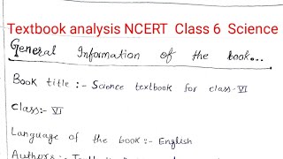 Textbook Analysis of class 6 SCIENCE NCERT Book Textbook review bed English medium Assignment note [upl. by Fayina759]